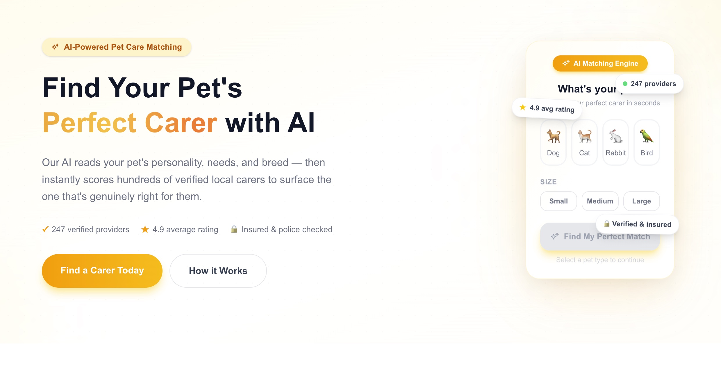 PetCare AI matching product concept